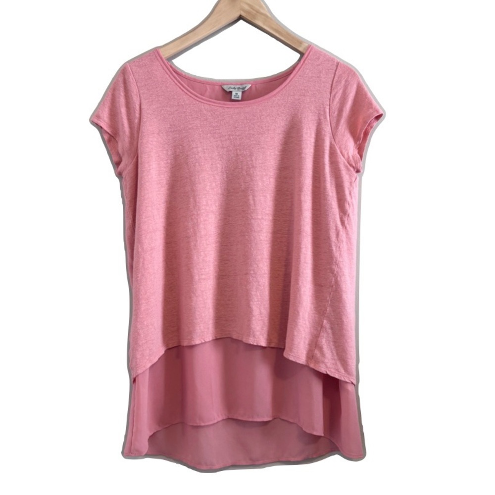Lucky Brand Top 3 for 15 SALE CLEARANCE Coral Pink Mixed Media T-Shirt Medium
